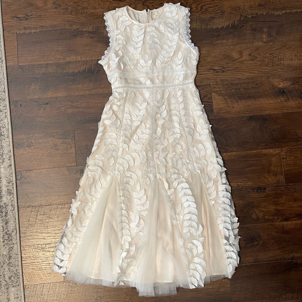 NWT Ivory lace and tulle midi dress